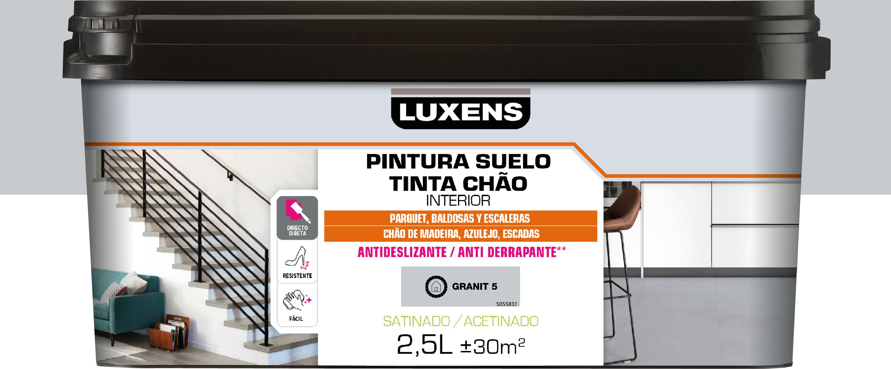 Pintura al agua suelo interior satinado luxens 2.5l granit5