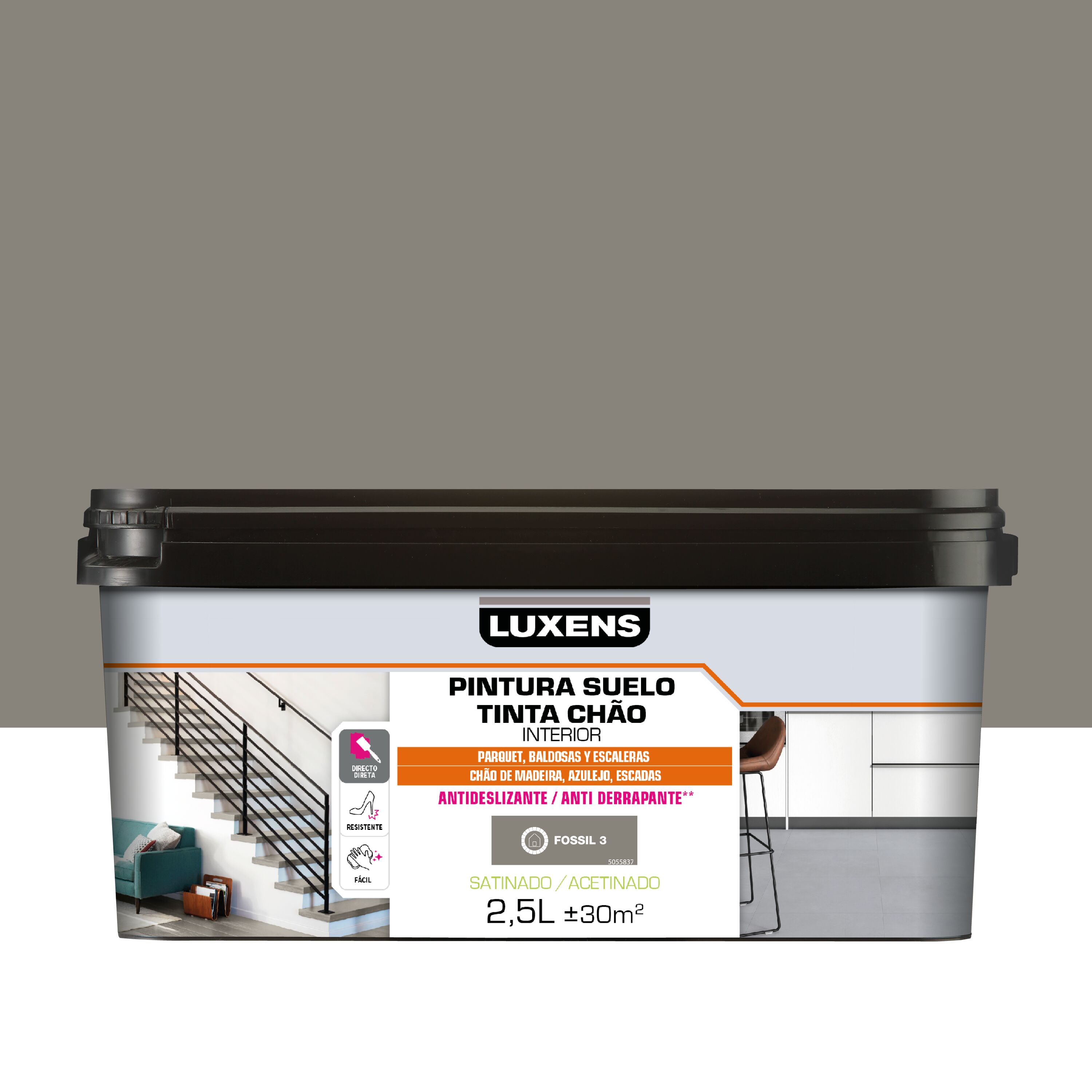 Pintura al agua suelo interior satinado luxens 2.5l fossil3