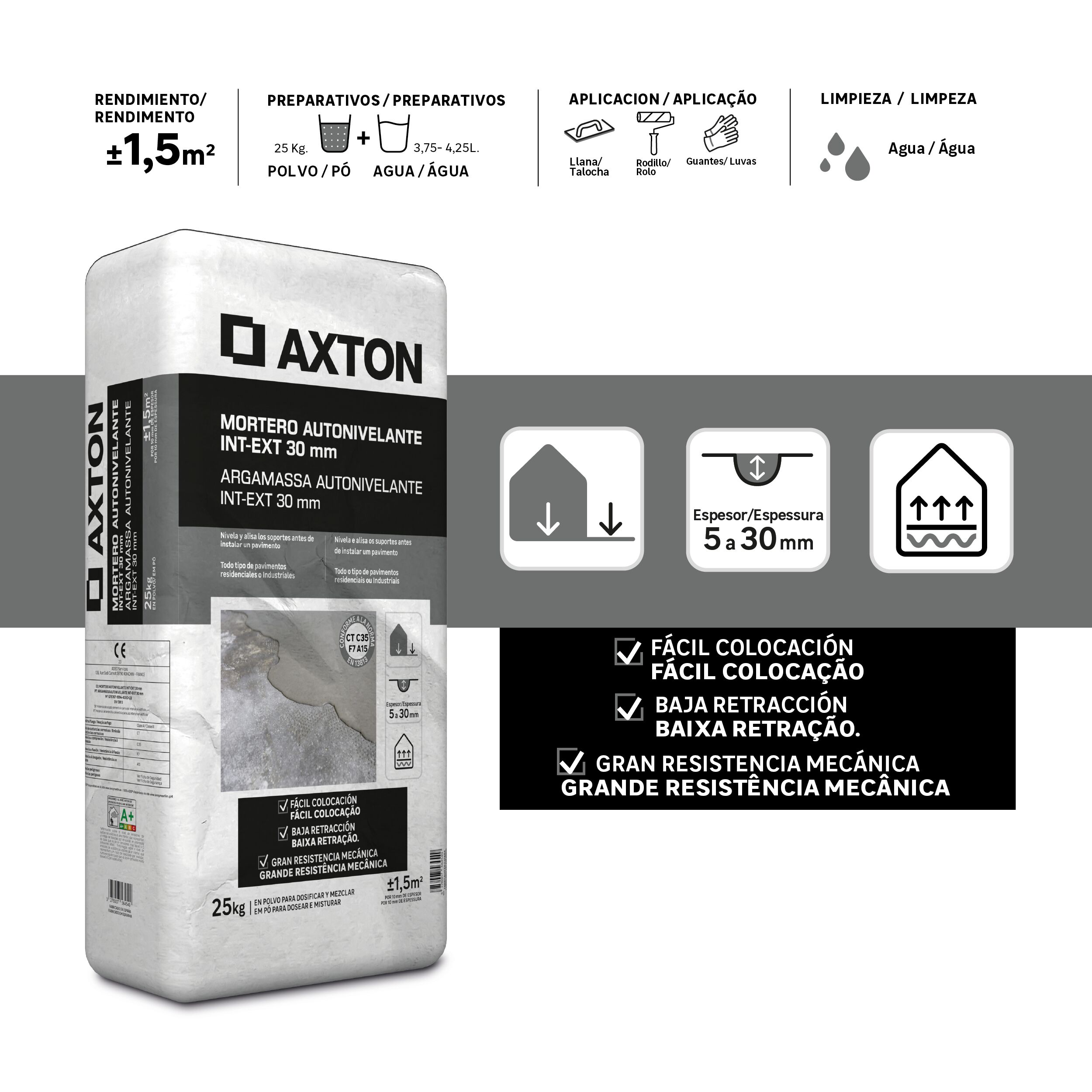 AXTON Pasta niveladora interior-exterior axton 30mm 25 kg