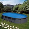 Piscina desmontable de acero aspecto antracita ovalada gre 7,30 x 3,75 x 1,2 m