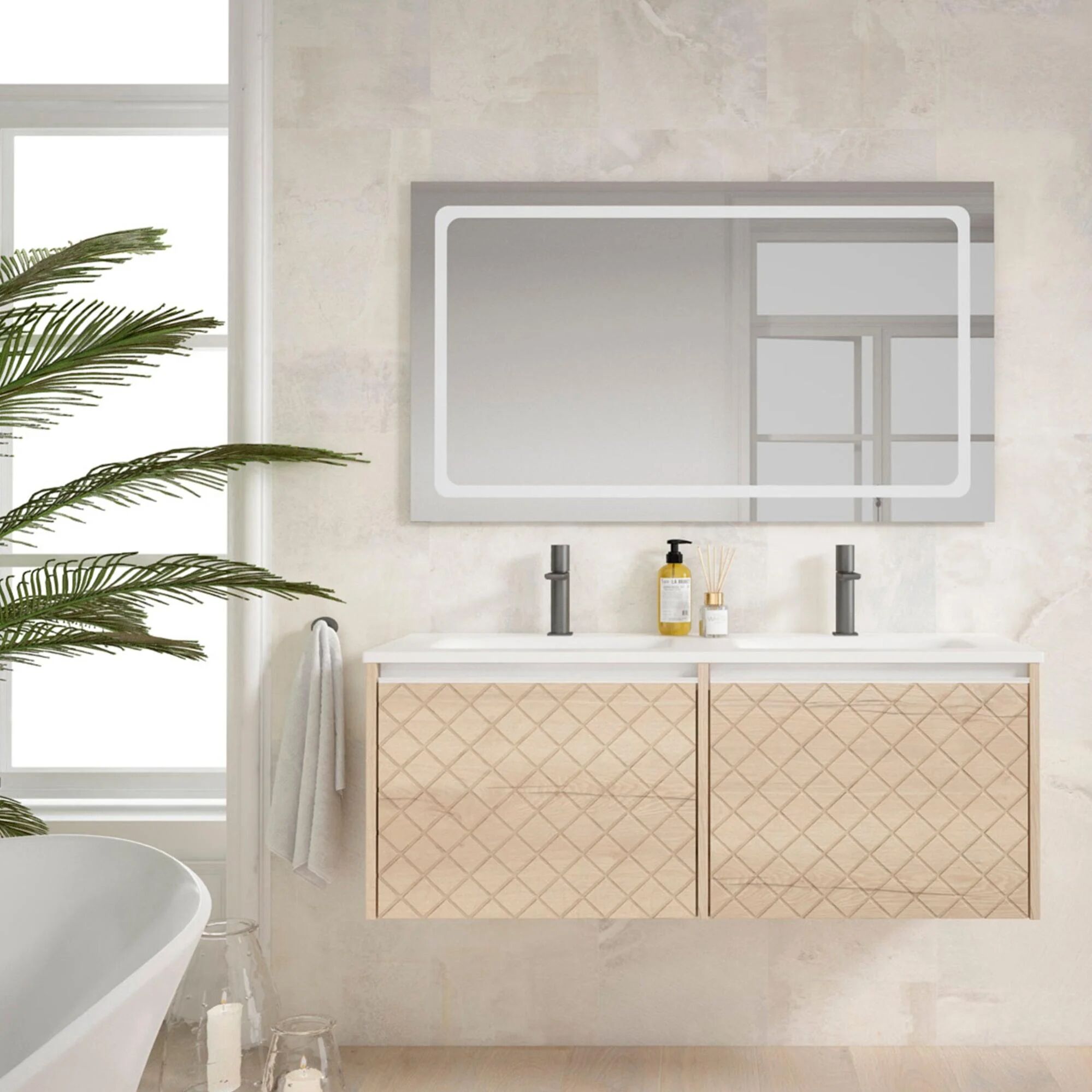 Espejo de baño con luz led quadro antivaho 80x60 cm