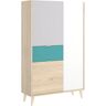 Aparador mueble auxiliar nessie azul y roble 81x137x43 cm