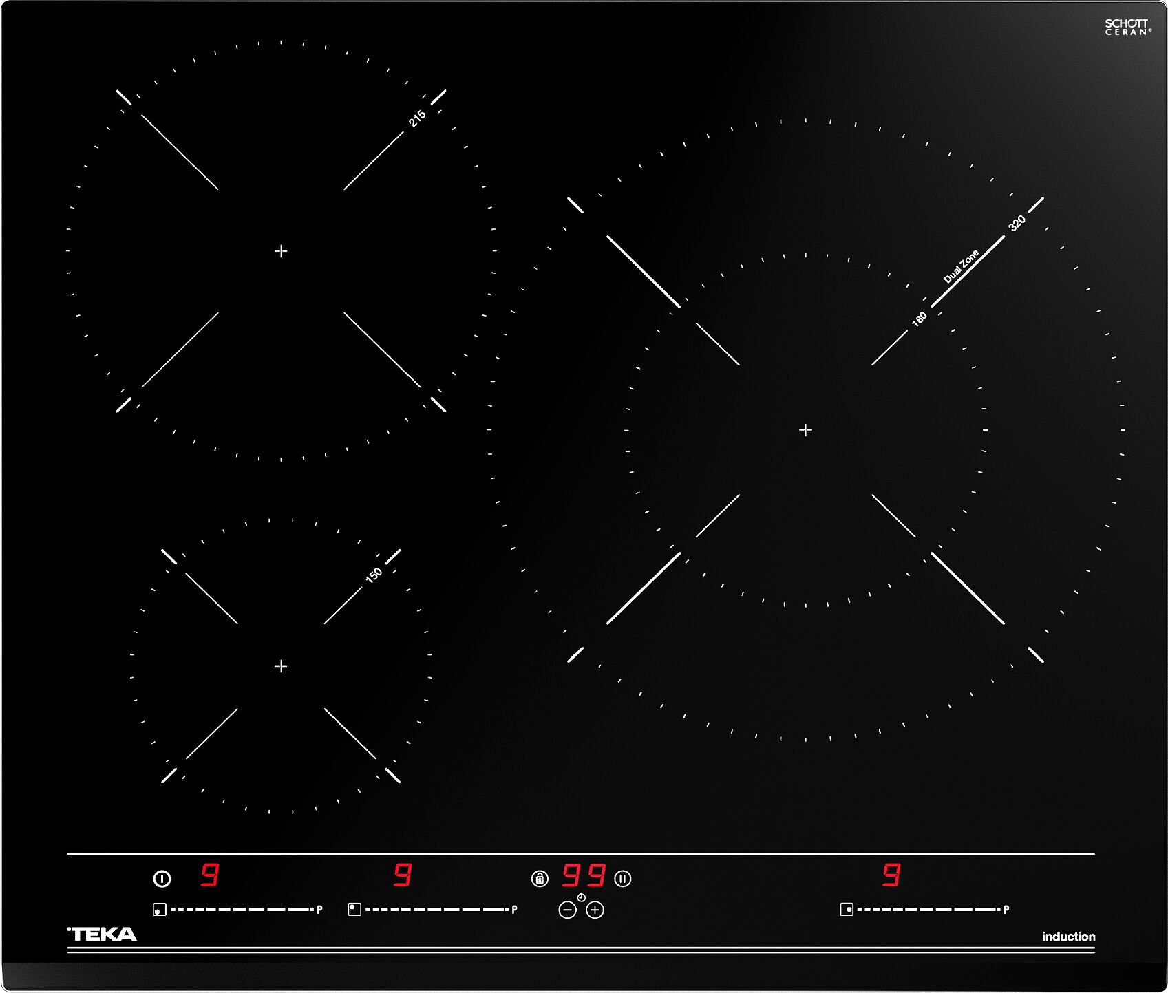 Inducción teka izc 63320 bk con 3 zonas de cocción 7200 w