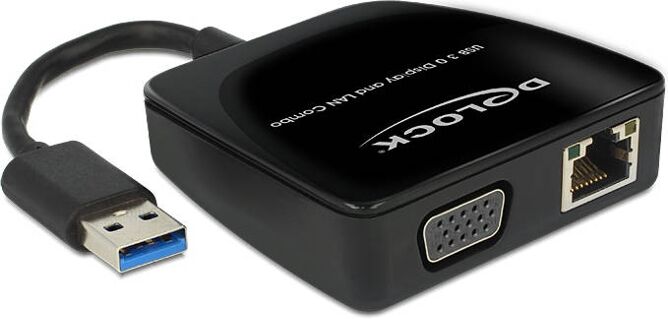 DELOCK Adaptador de interfaz DeLOCK 62541 USB 3.0 A VGA y RJ45 Negro