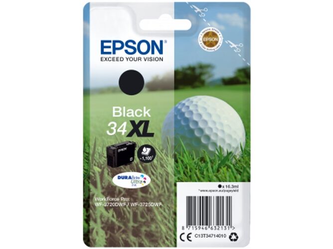 Epson Cartucho de tinta original EPSON 34XL, Bola de golf 16,3 ml , Negro, XL, C13T34714010, T3471