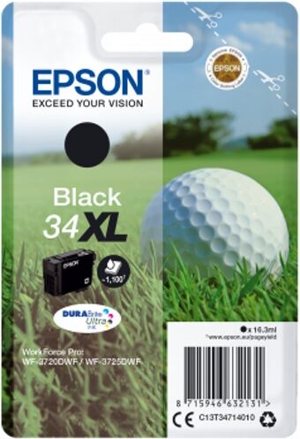 Epson Cartucho de tinta original EPSON 34XL, Bola de golf 16,3 ml , Negro, XL, C13T34714010, T3471 Epson Cartucho de tinta original EPSON 34XL, Bola de golf 16,3 ml , Negro, XL, C13T34714010, T3471