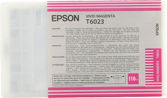 Epson Cartucho de tinta original EPSON, T6023 110 ml , Magenta vivo, C13T602300 Epson Cartucho de tinta original EPSON, T6023 110 ml , Magenta vivo, C13T602300