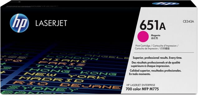 HP Cartucho de tóner original LaserJet HP 651A magenta para Laserjet Enterprise serie 700 color MFP M775 HP Cartucho de tóner original LaserJet HP 651A magenta para Laserjet Enterprise serie 700 color MFP M775