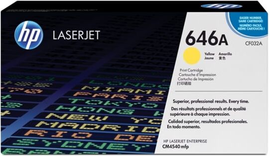 HP Cartucho de tóner original LaserJet HP 646A amarillo para Laserjet Enterprise serie CM4540mfp HP Cartucho de tóner original LaserJet HP 646A amarillo para Laserjet Enterprise serie CM4540mfp