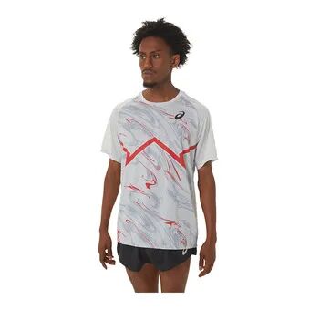 Asics CJ-LINE LIGHT SS - Camiseta hombre glacier grey/electric red