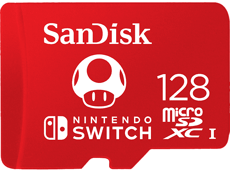 SanDisk Tarjeta micro SDXC - SanDisk Licencia Nintendo®, 128 GB, Para Nintendo Switch, 100 MB/s, UHS-I, U3, Rojo