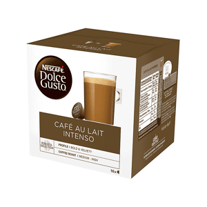 DOLCE GUSTO Cápsulas monodosis - Nescafé Dolce Gusto café con leche intenso, pack de 16 cápsulas para tazas