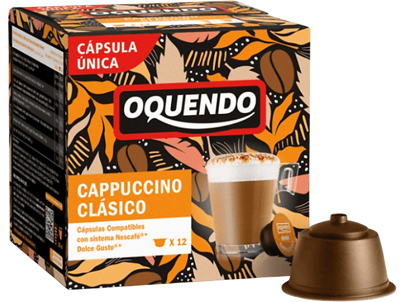 OQUENDO Cápsulas monodosis - Oquendo Cappuccino Clásico, 12 Cápsulas, Con sabor a chocolate