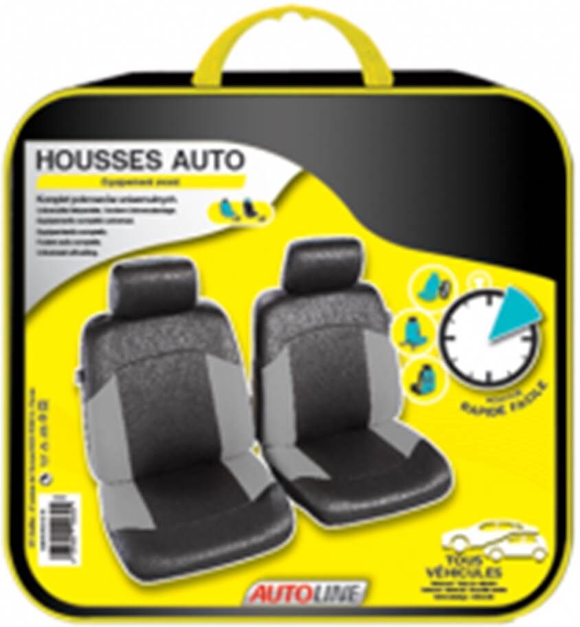 AUTOLINE Fundas de asiento de coche uranus negro/gris juego delantero