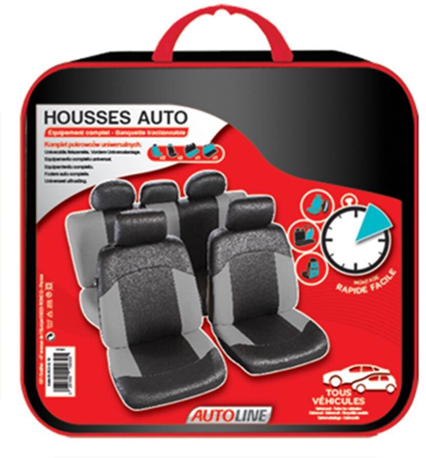 AUTOLINE Fundas de asiento de coche uranus negro/gris juego completo