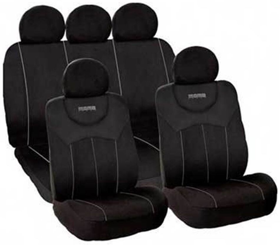 MOMO Juego completo de fundas de asiento de coche negro y gris  010