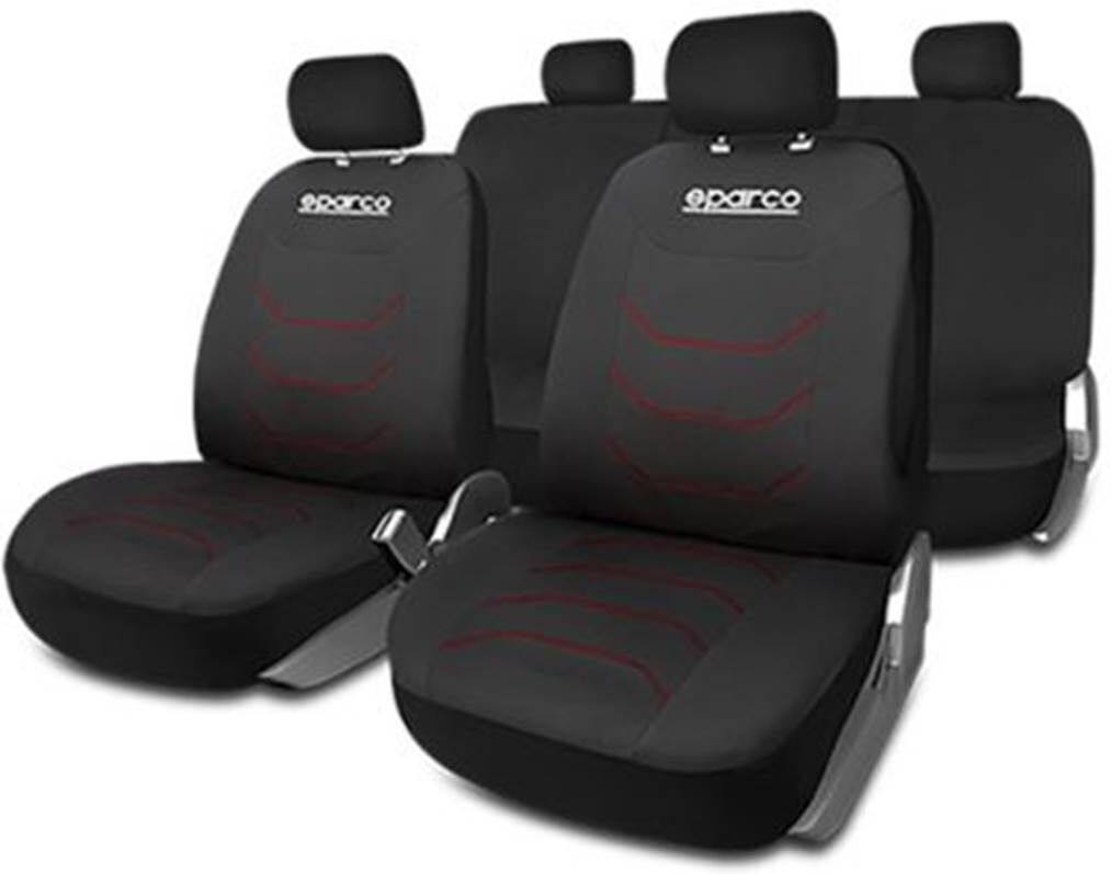 Sparco Juego completo de fundas de asiento para coche  negro y roja corsa