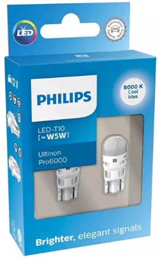 Philips Bombilla Led blanco T10 [~W5W]  Ultinon Pro6000 2 ud 12 V 8000 K