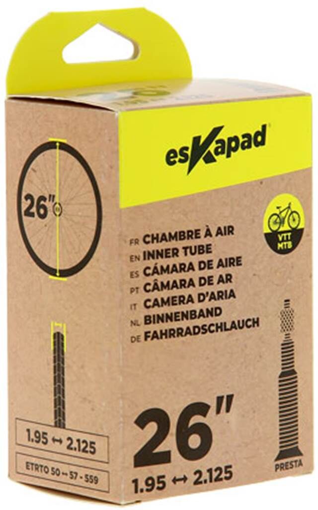 ESKAPAD Cámara de aire 26 pulgadas 1,95-2,125  presta