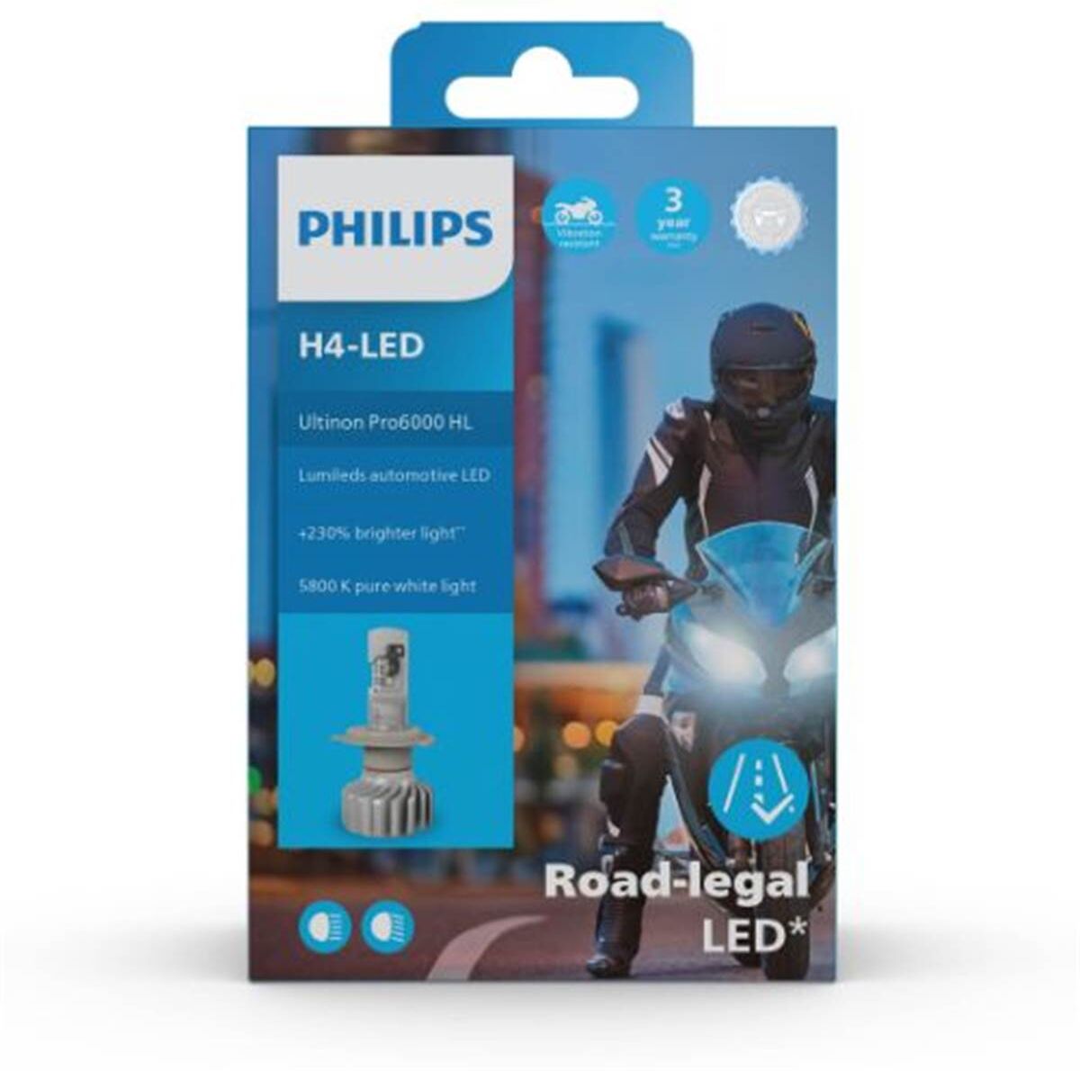 Philips Bombilla led h4 moto   ultinon pro6000 1 ud 18w 12v