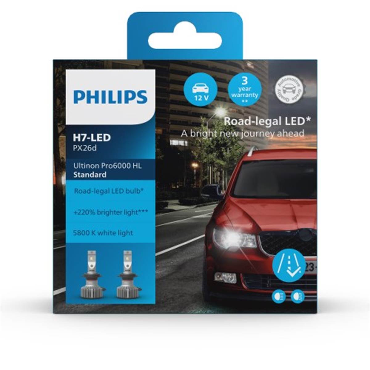 Philips Bombilla Led H7 coche  Ultinon Pro6000 Standard 2 uds 17W 12V