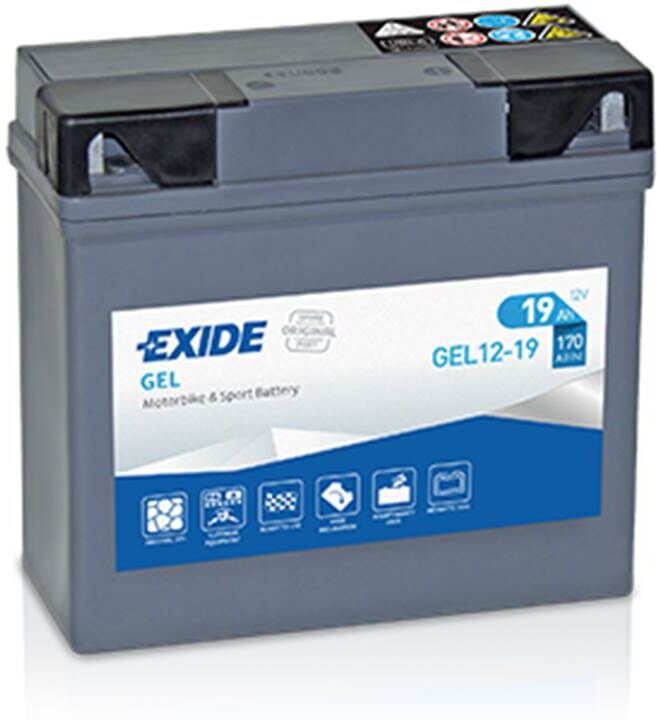 EXIDE Batería de moto  gel 12-19 19ah 170a 12v