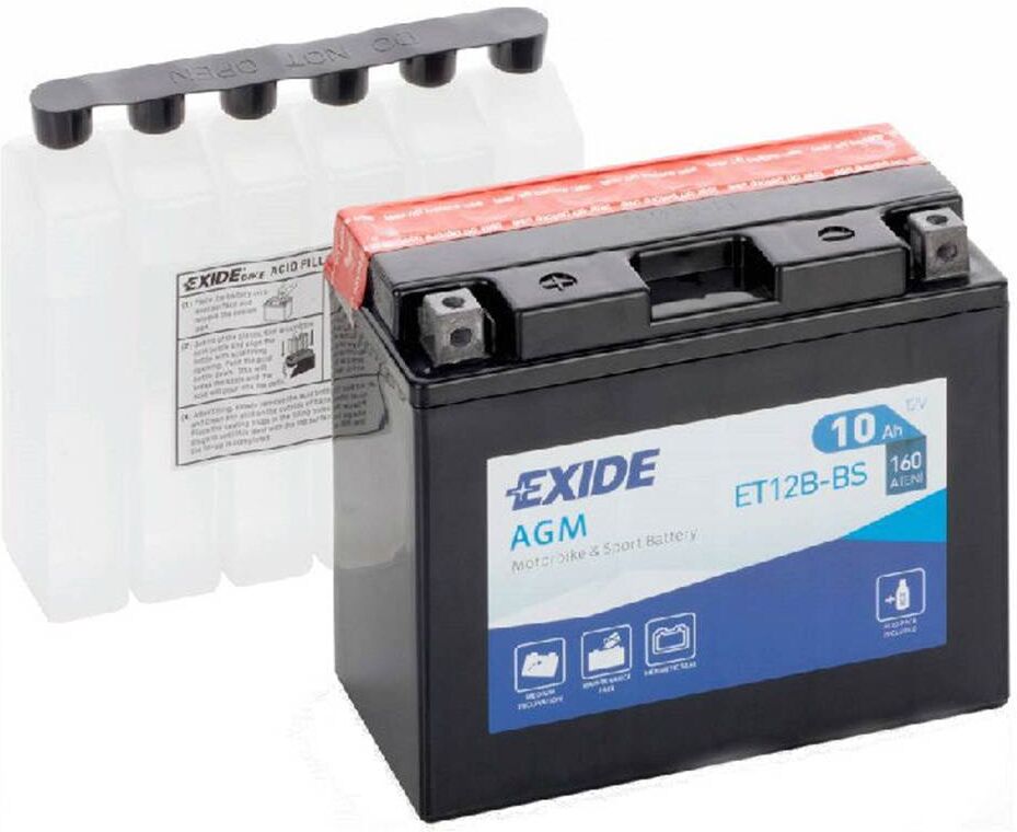 EXIDE Batería de moto  et12b-bs 10ah 160a 12v