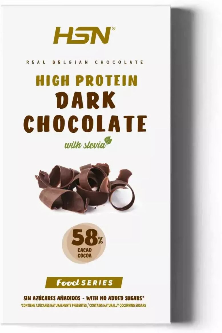 HSN Tableta chocolate negro hiperproteico con stevia (sin azúcar) - 100g