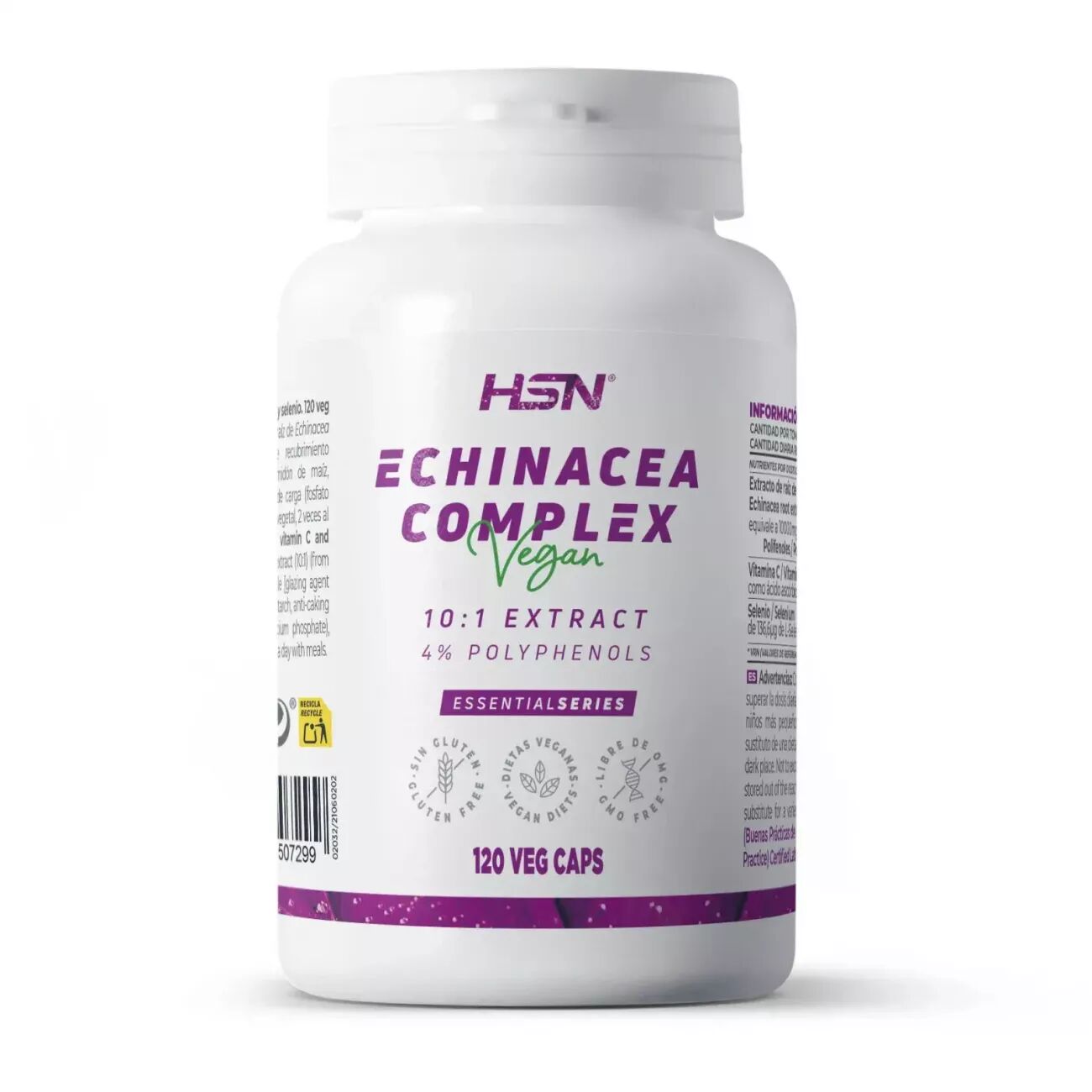 HSN Extracto de equinácea (10:1) 500mg - 120 veg caps