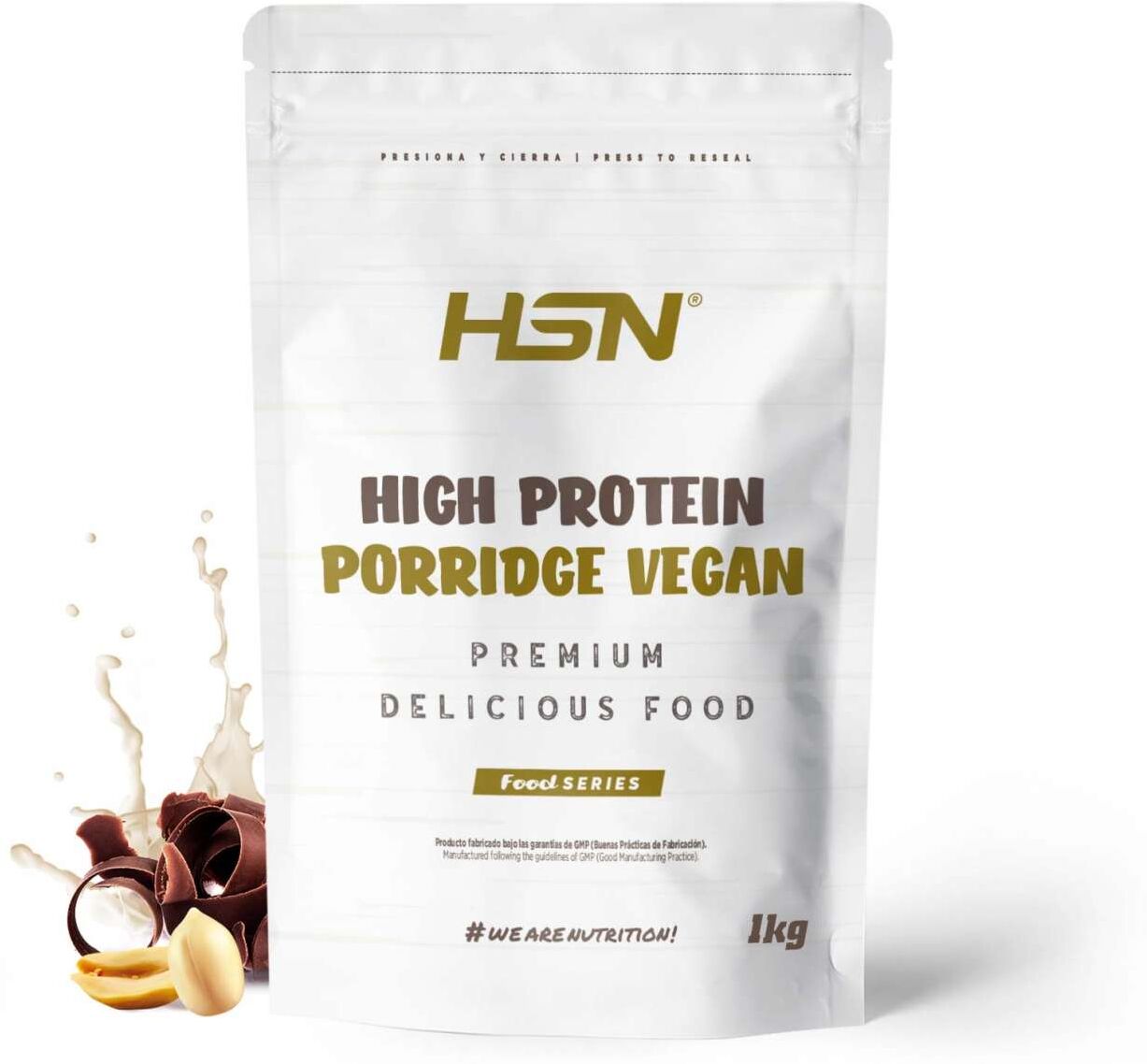 HSN Gachas de avena proteicas veganas 1kg chocolate y cacahuete