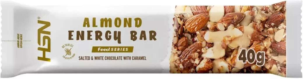 HSN Almond energy bar 40g almendra salada y chocolate blanco con caramelo