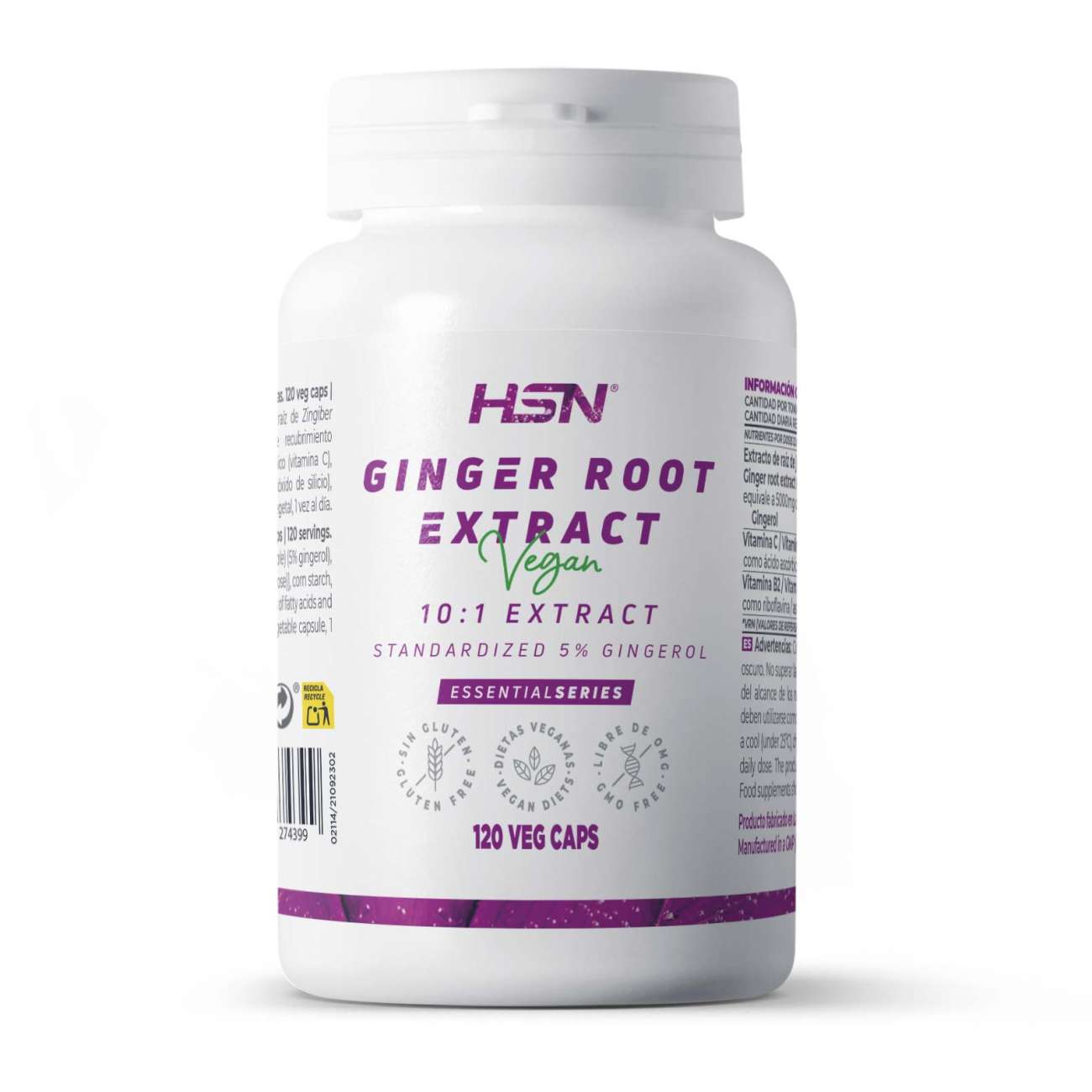 HSN Extracto de jengibre (10:1) 500mg - 120 veg caps