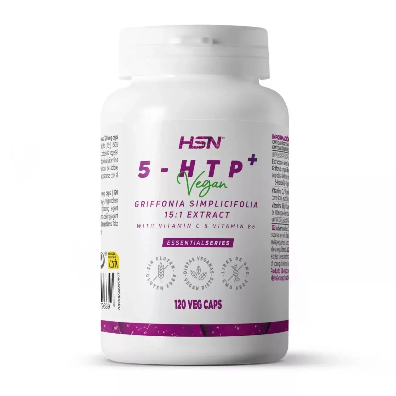 HSN 5-htp plus 200mg + vitaminas c & b6 - 120 veg caps