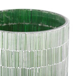 Florero cilíndrico de cristal verde de 30x15x15 cm