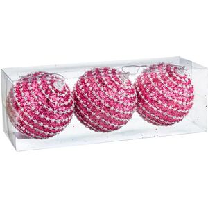 LOLAhome Set de 3 bolas de Navidad de estrellas de polyfoam fucsias de Ø 8 cm