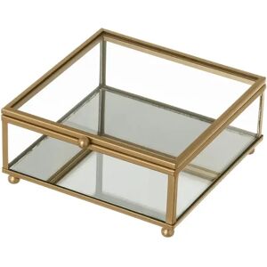 LOLAhome Joyero caja de cristal y metal dorado de 6x14x13 cm