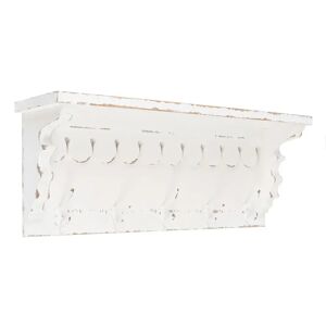 LOLAhome Percha de 5 colgadores con estante blanco roto de madera de abeto de 80x18x30 cm