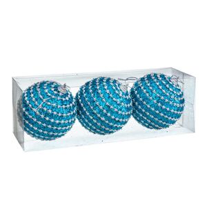 LOLAhome Set de 3 bolas de Navidad de estrellas de polyfoam turquesas de Ø 8 cm