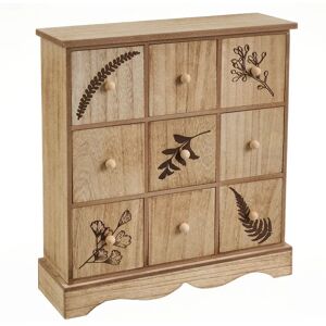 LOLAhome Caja de madera MDF con hojas beige de 34x11x38 cm