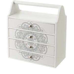 LOLAhome Caja de madera MDF organizadora de mandala blanca de 25x13x28 cm