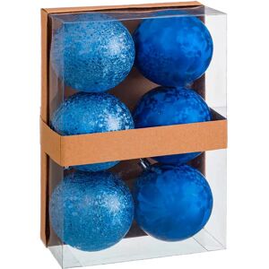 LOLAhome Set de 6 bolas de Navidad con aguas de plástico azules de Ø 8 cm