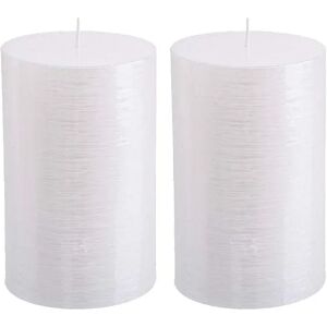 LOLAhome Set de 2 velas de Navidad cilíndricas blanco nacarado de parafina de Ø 8,7x14 cm