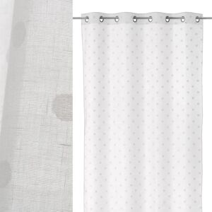 LOLAhome Visillo de lunares con cinta de ollados blanco de poliésterde 260x140 cm