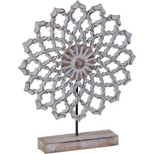 LOLAhome Figura de mandala con peana de madera de mango blanca de 40x8x49 cm