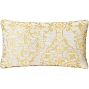 LOLAhome Cojín de brocado amarillo de Jacquard de 50x30 cm con relleno