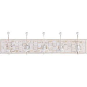 LOLAhome Percha con 5 colgadores blanca de madera de abeto de 80x9x21 cm