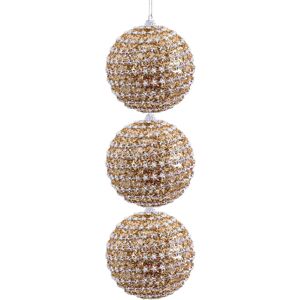 LOLAhome Set de 3 bolas de Navidad con estrellas de polyfoam doradas de Ø 8 cm