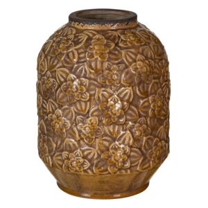 LOLAhome Jarrón flores de cerámica marrón de Ø 20x26 cm