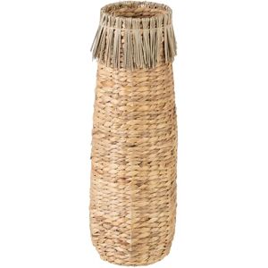 LOLAhome Florero trenzado con flecos de fibra natural de Ø 19x61 cm