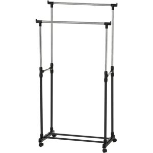 LOLAhome Perchero burro extensible con ruedas negro de metal de 75x42x155 cm